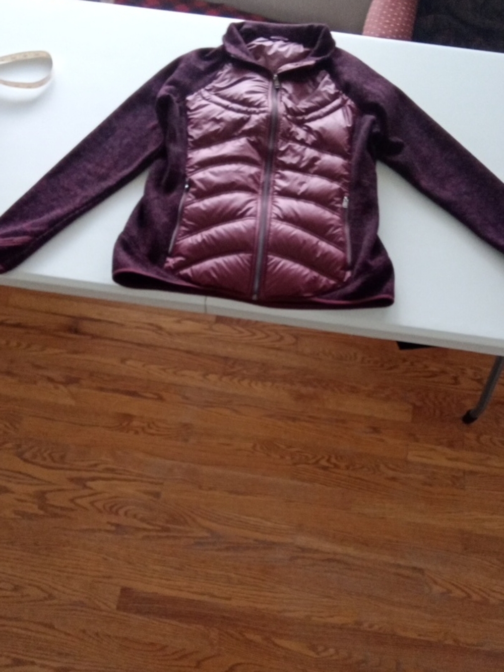 London Fog Quilted Front Puffer Jacket in Burgundy